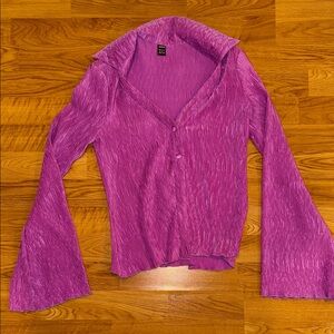 Shein Purple Button-Up Textured Top